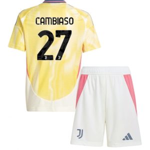 Juventus Andrea Cambiaso #27 Auswärtstrikot Kinder 2024-25 Fußballtrikots Set