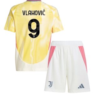 Juventus Dusan Vlahovic #9 Auswärtstrikot Kinder 2024-25 Fußballtrikots Set