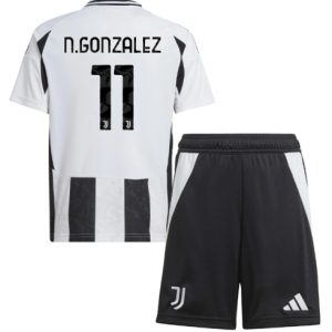 Juventus Nicolas Gonzalez Fußballtrikots Heimtrikot Kinder 24-25 schwarz weiß