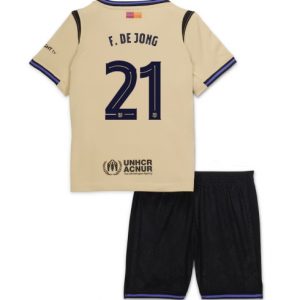 Barcelona Frenkie de Jong #21 Auswärtstrikot Kinder 2025-26 Fußballtrikots Set