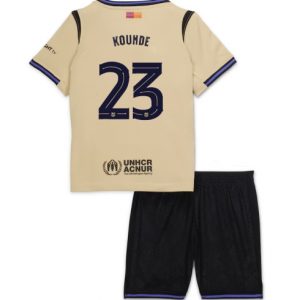 Barcelona Jules Kounde #23 Auswärtstrikot Kinder 2025-26 Fußballtrikots Set