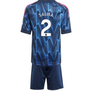 Arsenal William Saliba #2 Auswärtstrikot Kinder 2025-26 Fußballtrikots Set