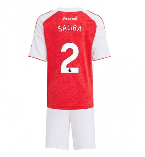 Arsenal William Saliba #2 Heimtrikot Kinder 2025-26 Fußballtrikots Set