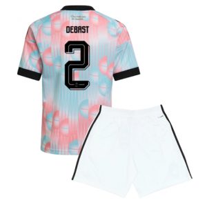 Belgien Zeno Debast #2 Auswärtstrikot Kinder WM 2026 Fußballtrikots Set 2