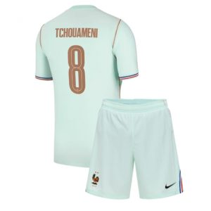 Frankreich Aurelien Tchouameni #8 Auswärtstrikot Kinder WM 2026 Fußball trikotsatz