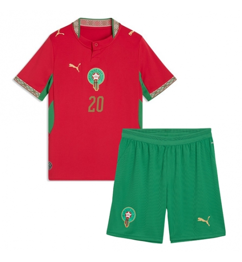 Marokko Ayoub El Kaabi #20 Heimtrikot Kinder WM 2026 Fußball trikotsatz 3 Marokko Ayoub El Kaabi #20 Heimtrikot Kinder WM 2026 Fußball trikotsatz 3