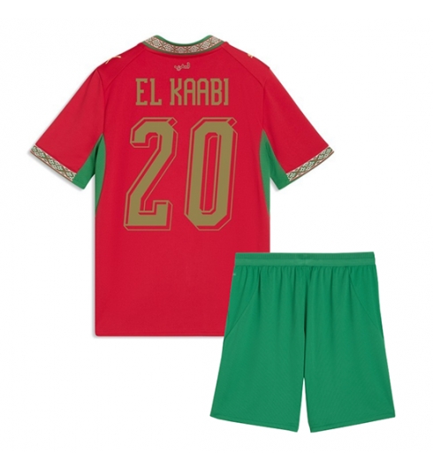 Marokko Ayoub El Kaabi #20 Heimtrikot Kinder WM 2026 Fußball trikotsatz 2 Marokko Ayoub El Kaabi #20 Heimtrikot Kinder WM 2026 Fußball trikotsatz 2