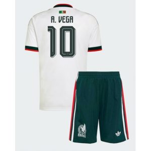 Mexiko Alexis Vega #10 Auswärtstrikot Kinder WM 2026 Fußball trikotsatz