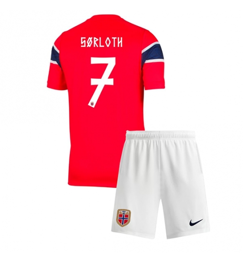 Norwegen Alexander Sorloth #7 Heimtrikot Kinder WM 2026 Fußball trikotsatz 2 Norwegen Alexander Sorloth #7 Heimtrikot Kinder WM 2026 Fußball trikotsatz 2