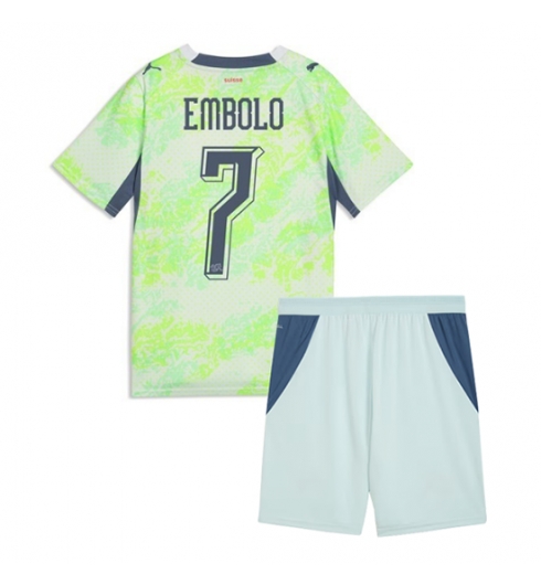 Schweiz Breel Embolo #7 Auswärtstrikot Kinder WM 2026 Fußball trikotsatz 2 Schweiz Breel Embolo #7 Auswärtstrikot Kinder WM 2026 Fußball trikotsatz 2