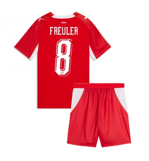 Schweiz Remo Freuler #8 Heimtrikot Kinder WM 2026 Fußball trikotsatz 2 Schweiz Remo Freuler #8 Heimtrikot Kinder WM 2026 Fußball trikotsatz 2