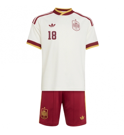 Spanien Martin Zubimendi #18 Auswärtstrikot Kinder WM 2026 Fußball trikotsatz 3 Spanien Martin Zubimendi #18 Auswärtstrikot Kinder WM 2026 Fußball trikotsatz 3